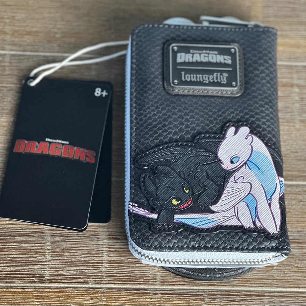SOLD NWT LOUNGEFLY How to Train Your Dragon Light Fury Toothless Wallet - Picture 2 of 8